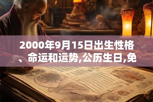 2000年9月15日出生性格、命运和运势,公历生日,免费算命 2000年9月15日出生性格、命运和运势,公历生日,免费算命