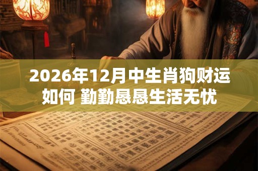 2026年12月中生肖狗财运如何 勤勤恳恳生活无忧