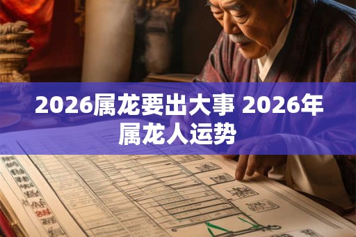 2026属龙要出大事 2026年属龙人运势