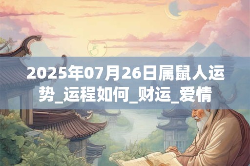 2025年07月26日属鼠人运势_运程如何_财运_爱情 2025年07月26日属鼠人运势_运程如何_财运_爱情