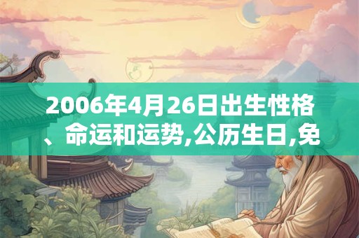 2006年4月26日出生性格、命运和运势,公历生日,免费算命