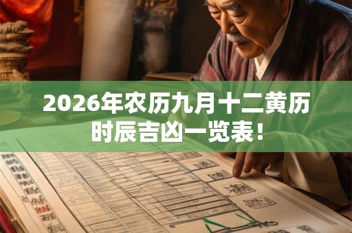 2026年农历九月十二黄历时辰吉凶一览表! 2026年农历九月十二黄历时辰吉凶一览表!