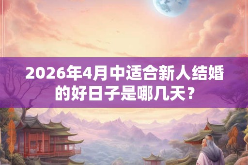 2026年4月中适合新人结婚的好日子是哪几天？