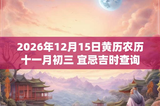 2026年12月15日黄历农历十一月初三 宜忌吉时查询 2026年12月15日黄历农历十一月初三 宜忌吉时查询