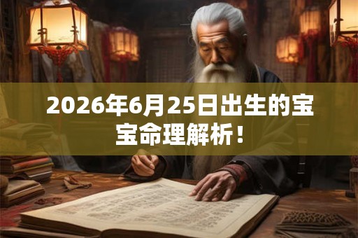 2026年6月25日出生的宝宝命理解析！