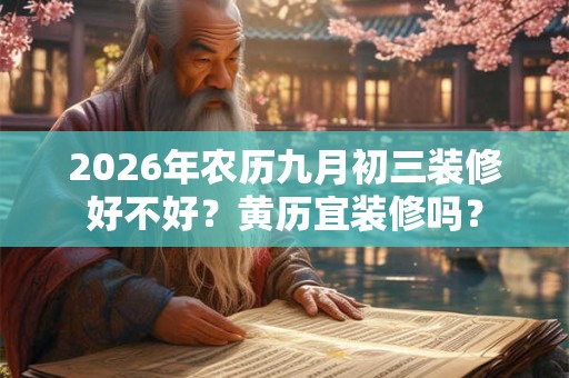 2026年农历九月初三装修好不好？黄历宜装修吗？