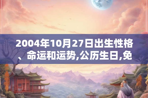 2004年10月27日出生性格、命运和运势,公历生日,免费算命