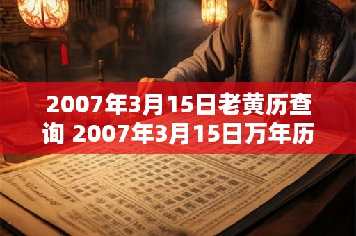 2007年3月15日老黄历查询 2007年3月15日万年历黄道吉日 2007年3月15日老黄历查询 2007年3月15日万年历黄道吉日