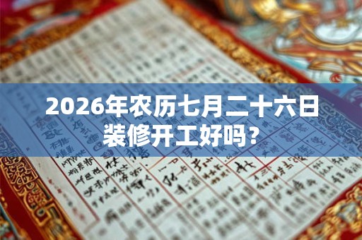 2026年农历七月二十六日装修开工好吗？