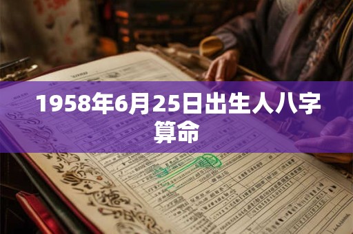 1958年6月25日出生人八字算命