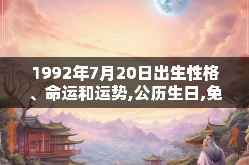 1992年7月20日出生性格、命运和运势,公历生日,免费算命 1992年7月20日出生性格、命运和运势,公历生日,免费算命