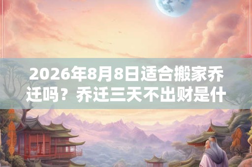 2026年8月8日适合搬家乔迁吗？乔迁三天不出财是什么意思？