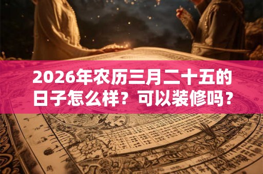 2026年农历三月二十五的日子怎么样？可以装修吗？