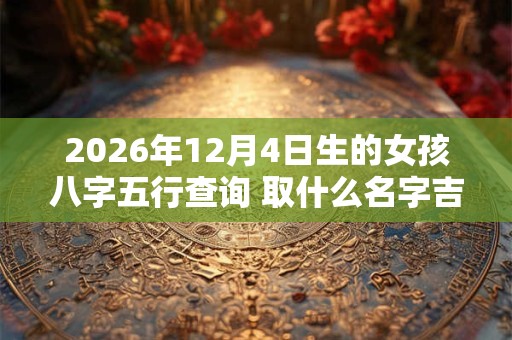 2026年12月4日生的女孩八字五行查询 取什么名字吉利