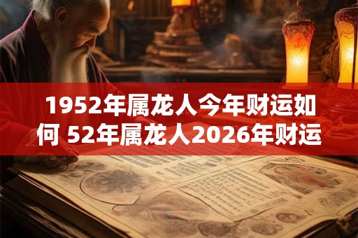 1952年属龙人今年财运如何 52年属龙人2026年财运走向