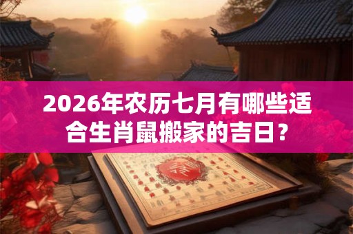 2026年农历七月有哪些适合生肖鼠搬家的吉日？