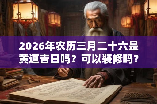 2026年农历三月二十六是黄道吉日吗？可以装修吗？