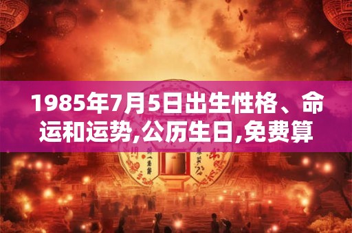 1985年7月5日出生性格、命运和运势,公历生日,免费算命