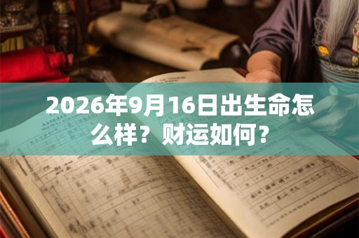 2026年9月16日出生命怎么样？财运如何？