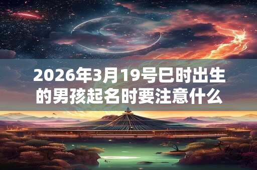 2026年3月19号巳时出生的男孩起名时要注意什么