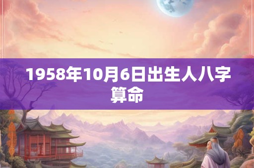 1958年10月6日出生人八字算命