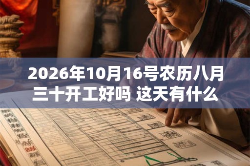 2026年10月16号农历八月三十开工好吗 这天有什么宜忌