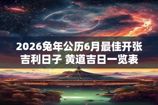 2026兔年公历6月最佳开张吉利日子 黄道吉日一览表