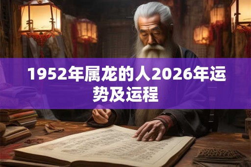 1952年属龙的人2026年运势及运程