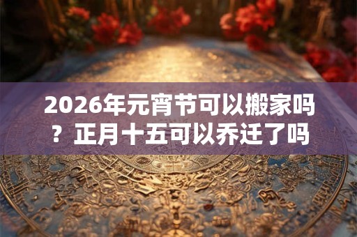 2026年元宵节可以搬家吗？正月十五可以乔迁了吗