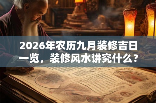 2026年农历九月装修吉日一览，装修风水讲究什么？