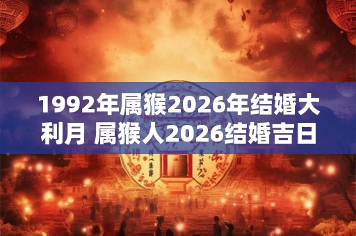 1992年属猴2026年结婚大利月 属猴人2026结婚吉日 1992年属猴2026年结婚大利月 属猴人2026结婚吉日