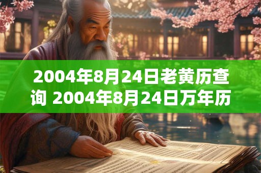 2004年8月24日老黄历查询 2004年8月24日万年历黄道吉日 2004年8月24日老黄历查询 2004年8月24日万年历黄道吉日