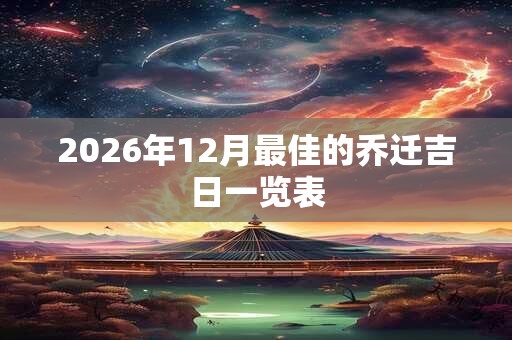 2026年12月最佳的乔迁吉日一览表 2026年12月最佳的乔迁吉日一览表