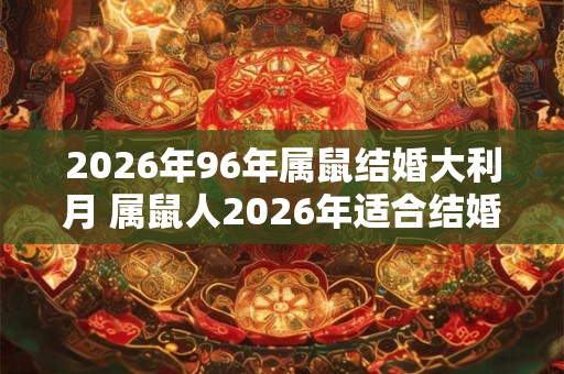 2026年96年属鼠结婚大利月 属鼠人2026年适合结婚吗