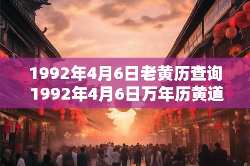 1992年4月6日老黄历查询 1992年4月6日万年历黄道吉日 1992年4月6日老黄历查询 1992年4月6日万年历黄道吉日