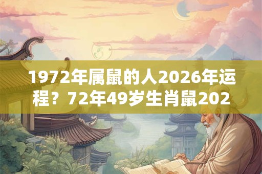 1972年属鼠的人2026年运程?72年49岁生肖鼠2026年运势 1972年属鼠的人2026年运程?72年49岁生肖鼠2026年运势