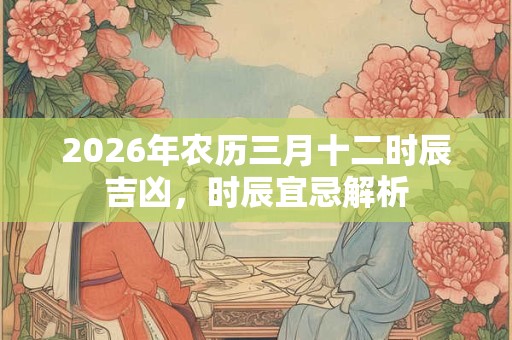 2026年农历三月十二时辰吉凶，时辰宜忌解析
