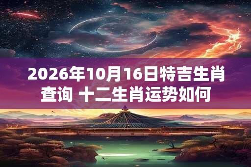 2026年10月16日特吉生肖查询 十二生肖运势如何 2026年10月16日特吉生肖查询 十二生肖运势如何
