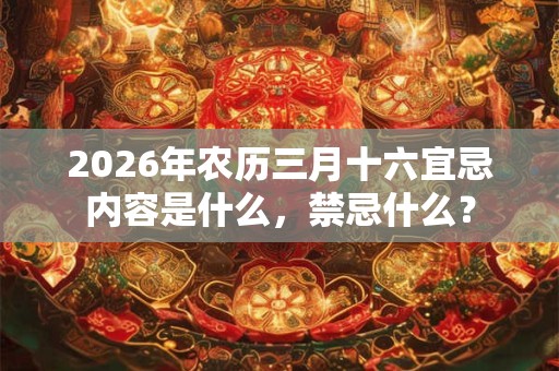 2026年农历三月十六宜忌内容是什么,禁忌什么? 2026年农历三月十六宜忌内容是什么,禁忌什么?