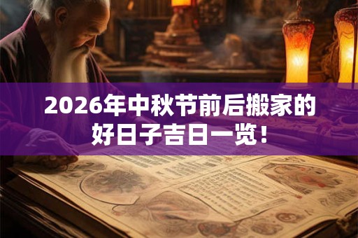 2026年中秋节前后搬家的好日子吉日一览! 2026年中秋节前后搬家的好日子吉日一览!