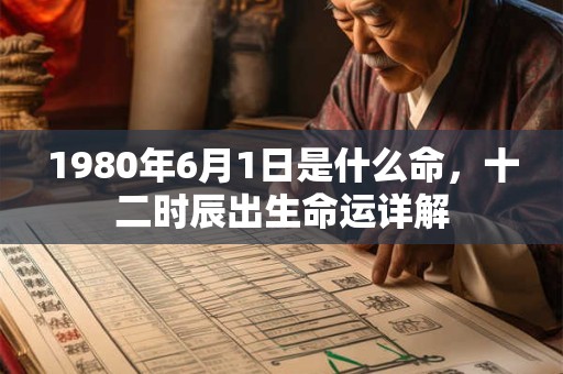 1980年6月1日是什么命，十二时辰出生命运详解
