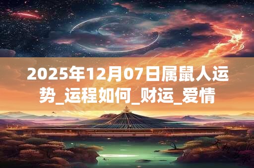 2025年12月07日属鼠人运势_运程如何_财运_爱情