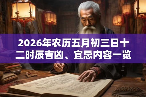 2026年农历五月初三日十二时辰吉凶、宜忌内容一览