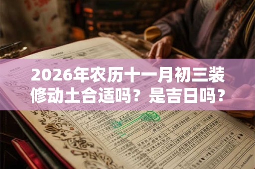 2026年农历十一月初三装修动土合适吗？是吉日吗？