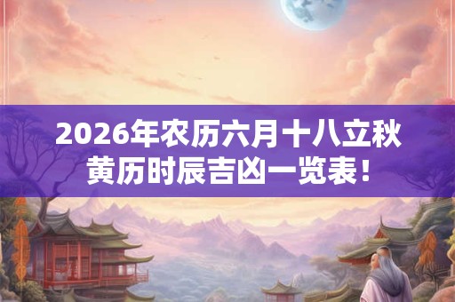 2026年农历六月十八立秋黄历时辰吉凶一览表！