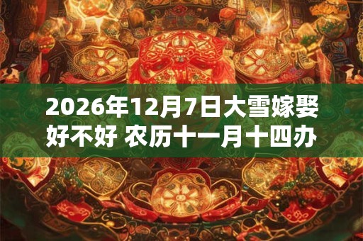2026年12月7日大雪嫁娶好不好 农历十一月十四办婚事好吗 2026年12月7日大雪嫁娶好不好 农历十一月十四办婚事好吗