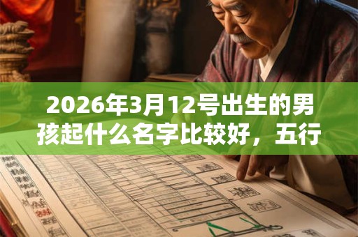 2026年3月12号出生的男孩起什么名字比较好，五行属什么