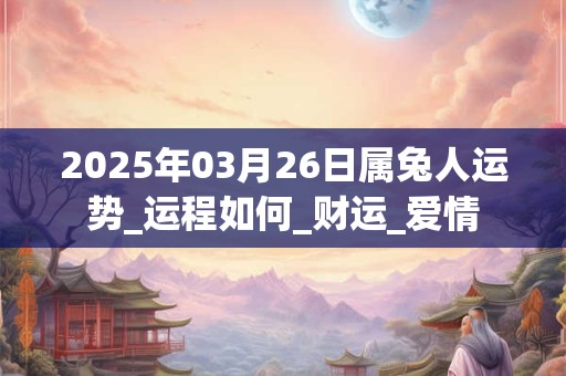2025年03月26日属兔人运势_运程如何_财运_爱情 2025年03月26日属兔人运势_运程如何_财运_爱情