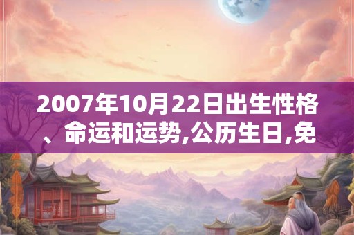 2007年10月22日出生性格、命运和运势,公历生日,免费算命 2007年10月22日出生性格、命运和运势,公历生日,免费算命