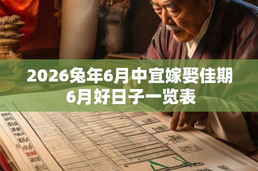 2026兔年6月中宜嫁娶佳期 6月好日子一览表 2026兔年6月中宜嫁娶佳期 6月好日子一览表